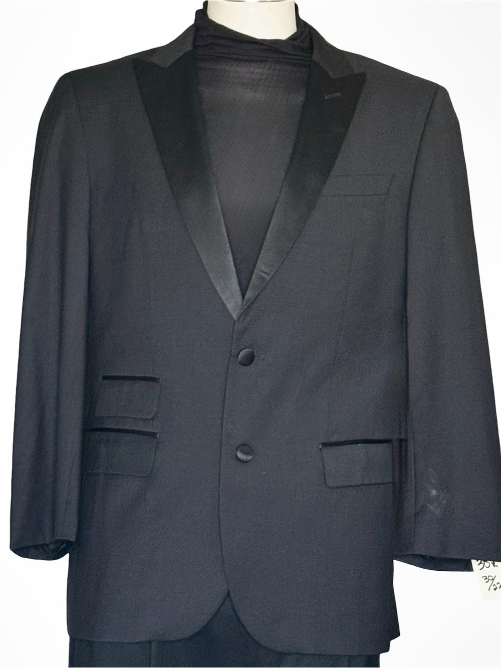 Hugo Boss Selection Black Wool Tuxedo Suit Jacket Satin Lapel 38R Super 150 VNTG